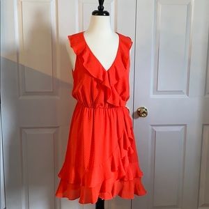 Light orange party dress.